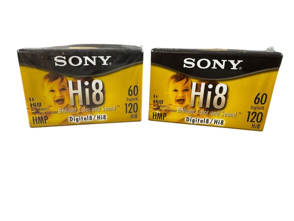 2) Sony Hi8 Digital 8 Video Cassette Tapes New Old Stock Sealed 120 Min